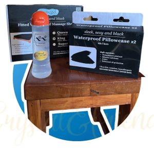 Sensual Massage Kit incl Waterproof King Sheet, Pillowcase & 360ml Pepee Lotion