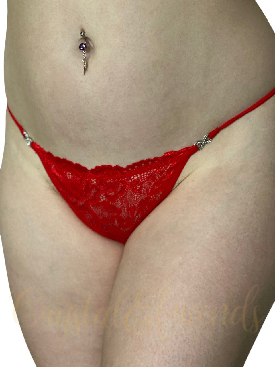 Pretty Lacy G-string with silver link detail