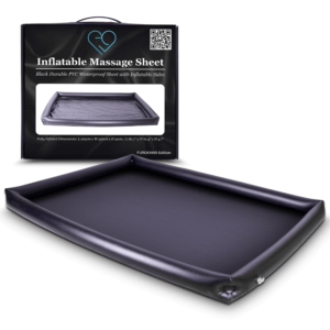Inflatable Nuru Massage Sheet | Manual Inflation | 210cm x 156cm x 16cm | Without Handles | Raised Border, Wipe Clean
